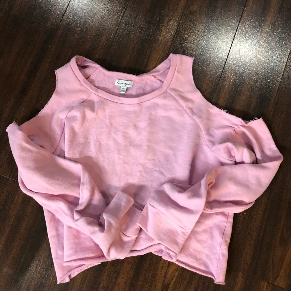 Pink off the shoulder sweater top